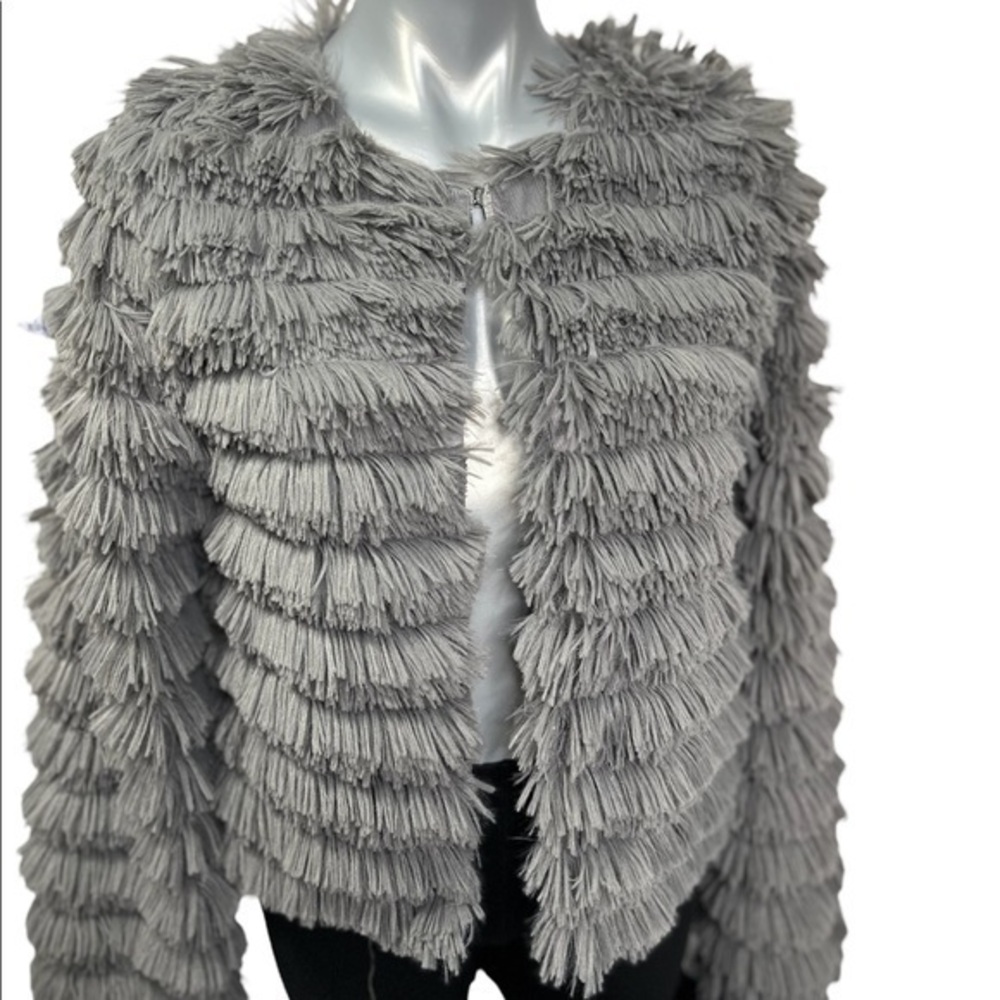 Cropped fur-like open front jacket by Ooberswank